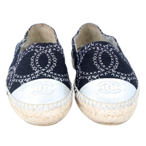 Chanel Espadrille 35 Stitch Canvas Cc Cap Toe Flats CC-S0207P-C033 - Picture 3 of 11